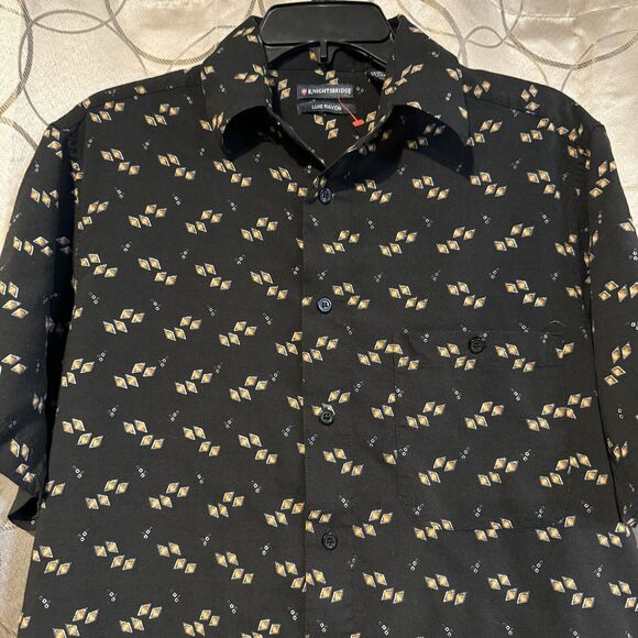 Knightsbridge Medium Mens Diamond Pattern Button Up Shirt Short Sleeve Casual - Picture 2 of 6